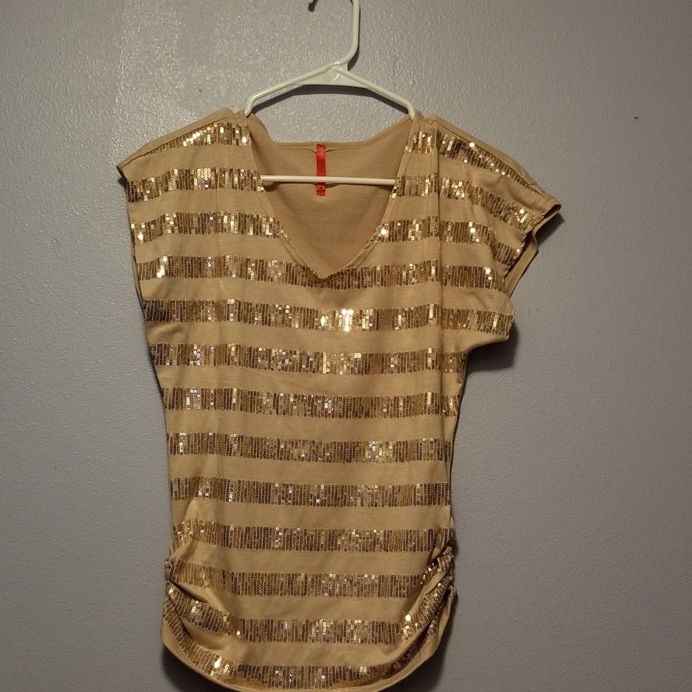 Horizontal striped glitter shirt